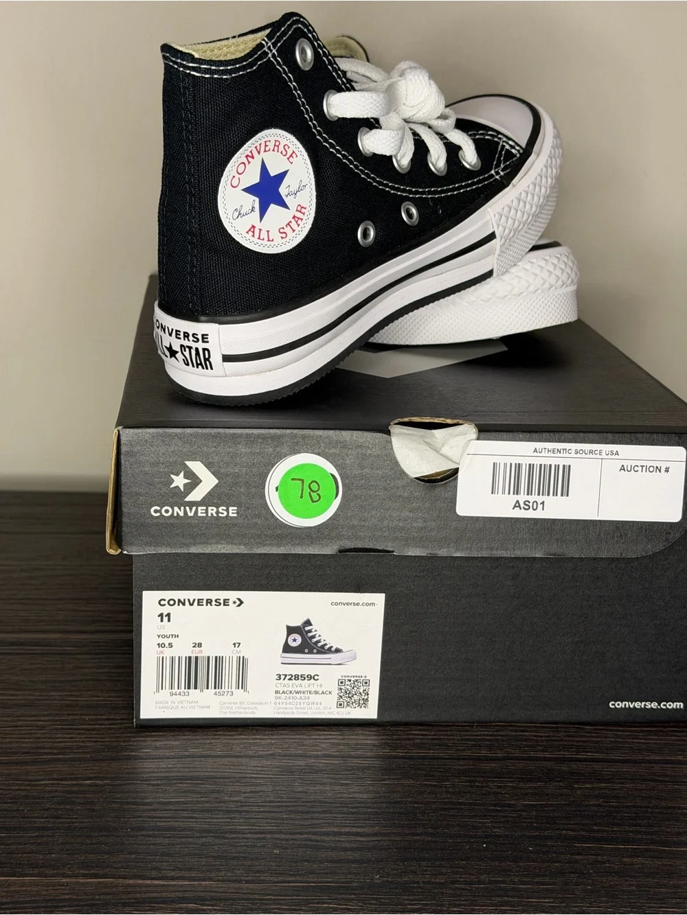 Converse Kids Black and White High Top Sneakers